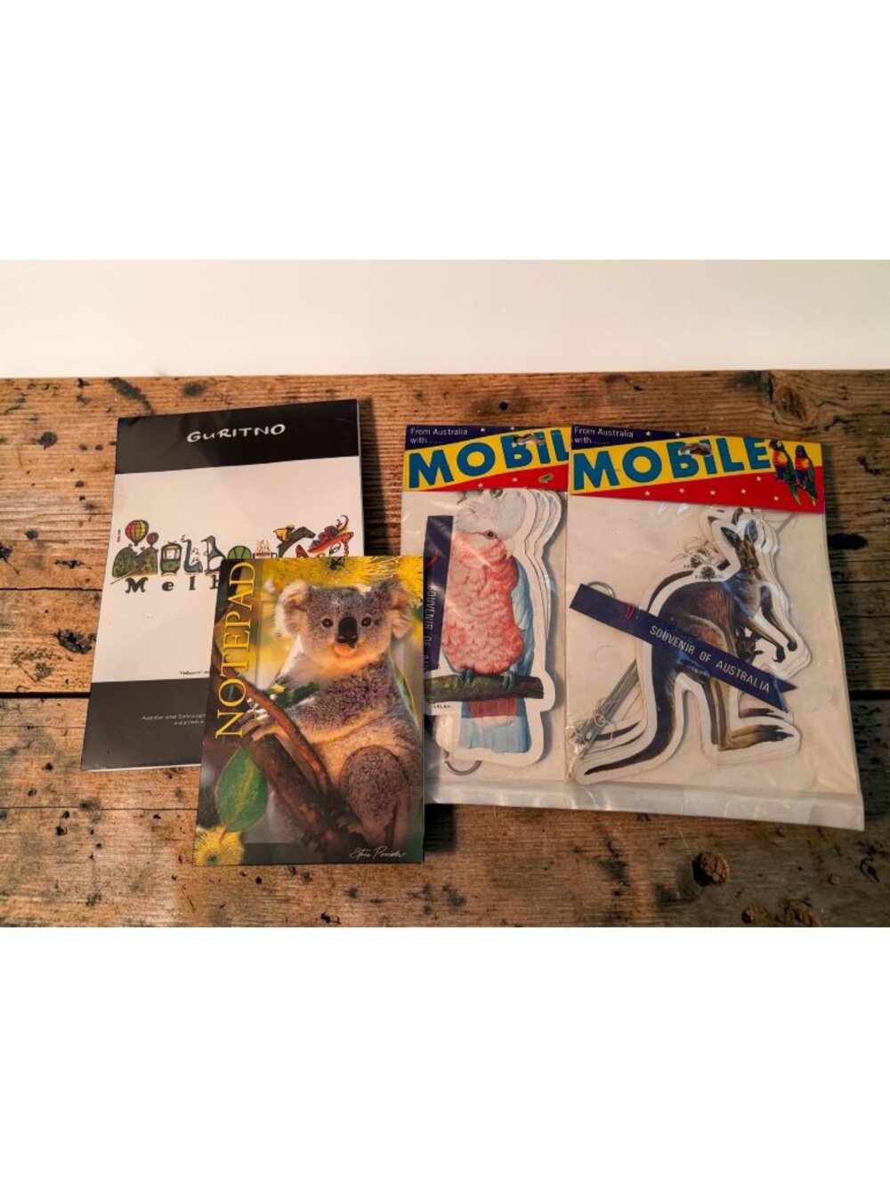 Australian Souvenir Set: Notepad & 2 Hanging Mobiles Featuring Koala Kangaroo &